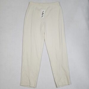 Gispa Pants Womens XL Cream Wool Ribbed Knit High Rise Pull On Straight Fit